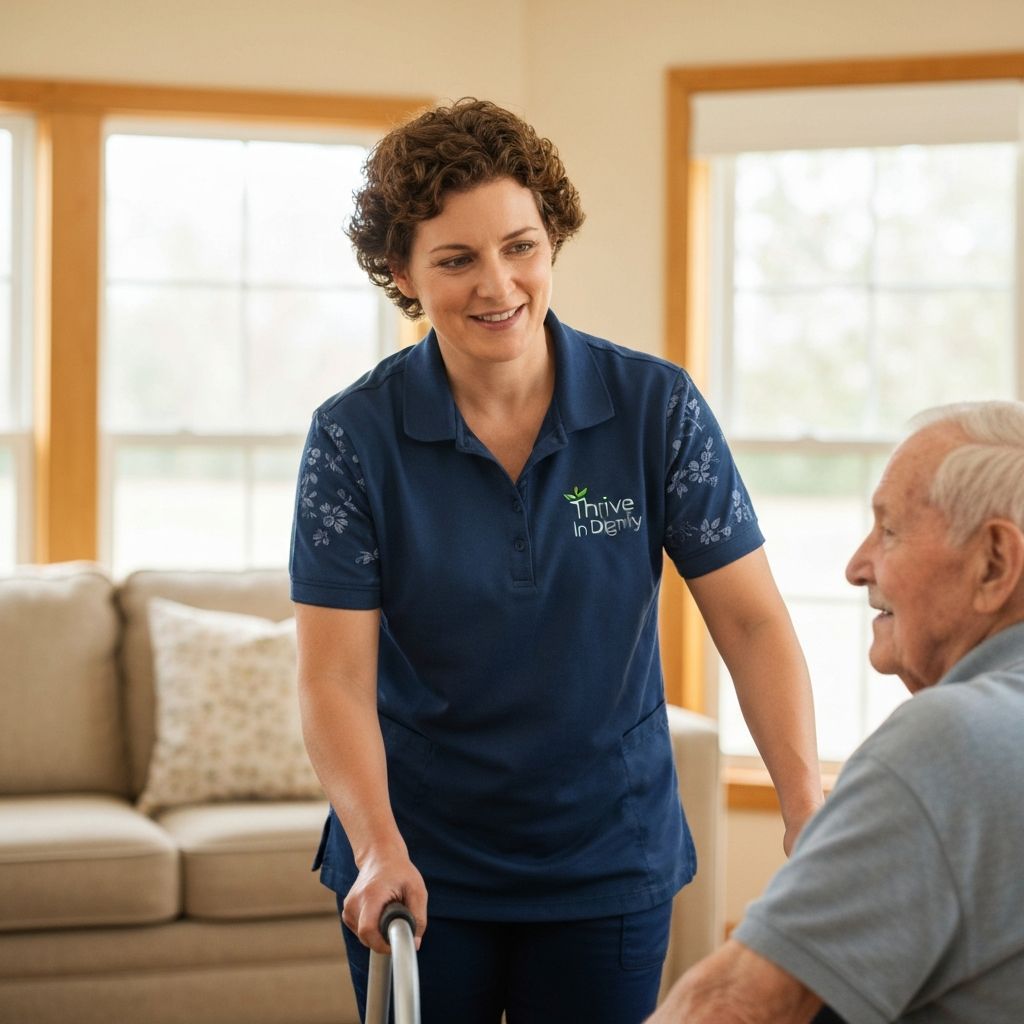 Thrive In Dignity caregiver providing compassionate in-home care assistance